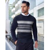 image:imageCOOFANDY Mens Crewneck Sweaters Long Sleeve Dress Knit Sweater Lightweight Slim Fit Pullover SweatersNavy BlueGrey White Jacquard
