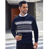 image:imageCOOFANDY Mens Crewneck Sweaters Long Sleeve Dress Knit Sweater Lightweight Slim Fit Pullover SweatersNavy BlueGrey White Jacquard