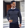 image:imageCOOFANDY Mens Crewneck Sweaters Long Sleeve Dress Knit Sweater Lightweight Slim Fit Pullover SweatersNavyWhite Mariner Stripe