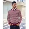 image:imageCOOFANDY Mens Crewneck Sweaters Long Sleeve Dress Knit Sweater Lightweight Slim Fit Pullover SweatersPinstripes WhiteWine