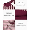image:imageCOOFANDY Mens Crewneck Sweaters Long Sleeve Dress Knit Sweater Lightweight Slim Fit Pullover SweatersPinstripes WhiteWine