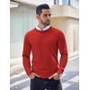 image:imageCOOFANDY Mens Crewneck Sweaters Long Sleeve Dress Knit Sweater Lightweight Slim Fit Pullover SweatersRed