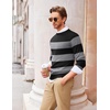 image:imageCOOFANDY Mens Crewneck Sweaters Long Sleeve Dress Knit Sweater Lightweight Slim Fit Pullover SweatersStripe Light GreyGrey