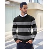image:imageCOOFANDY Mens Crewneck Sweaters Long Sleeve Dress Knit Sweater Lightweight Slim Fit Pullover SweatersStripe Light GreyGrey