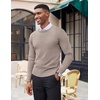 image:imageCOOFANDY Mens Crewneck Sweaters Long Sleeve Dress Knit Sweater Lightweight Slim Fit Pullover SweatersWhiteBrown Twotone Colors