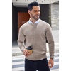 image:imageCOOFANDY Mens Crewneck Sweaters Long Sleeve Dress Knit Sweater Lightweight Slim Fit Pullover SweatersWhiteBrown Twotone Colors