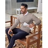 image:imageCOOFANDY Mens Crewneck Sweaters Long Sleeve Dress Knit Sweater Lightweight Slim Fit Pullover SweatersWhiteBrown Twotone Colors