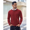 image:imageCOOFANDY Mens Crewneck Sweaters Long Sleeve Dress Knit Sweater Lightweight Slim Fit Pullover SweatersWine Red