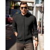 image:imageCOOFANDY Mens Full Zip Cardigan Sweater Slim Fit Cable Knitted Zip Up Sweater with PocketsBlack