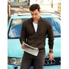 image:imageCOOFANDY Mens Full Zip Cardigan Sweater Slim Fit Cable Knitted Zip Up Sweater with PocketsBrown