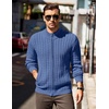 image:imageCOOFANDY Mens Full Zip Cardigan Sweater Slim Fit Cable Knitted Zip Up Sweater with PocketsDeep Blue