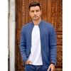 image:imageCOOFANDY Mens Full Zip Cardigan Sweater Slim Fit Cable Knitted Zip Up Sweater with PocketsDeep Blue