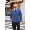 image:imageCOOFANDY Mens Full Zip Cardigan Sweater Slim Fit Cable Knitted Zip Up Sweater with PocketsDeep Blue