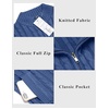 image:imageCOOFANDY Mens Full Zip Cardigan Sweater Slim Fit Cable Knitted Zip Up Sweater with PocketsDeep Blue