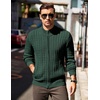 image:imageCOOFANDY Mens Full Zip Cardigan Sweater Slim Fit Cable Knitted Zip Up Sweater with PocketsGreen