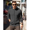image:imageCOOFANDY Mens Full Zip Cardigan Sweater Slim Fit Cable Knitted Zip Up Sweater with PocketsGrey