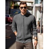 image:imageCOOFANDY Mens Full Zip Cardigan Sweater Slim Fit Cable Knitted Zip Up Sweater with PocketsHeathered Black