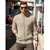 image:imageCOOFANDY Mens Full Zip Cardigan Sweater Slim Fit Cable Knitted Zip Up Sweater with PocketsKhaki
