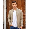 image:imageCOOFANDY Mens Full Zip Cardigan Sweater Slim Fit Cable Knitted Zip Up Sweater with PocketsKhaki