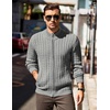 image:imageCOOFANDY Mens Full Zip Cardigan Sweater Slim Fit Cable Knitted Zip Up Sweater with PocketsLight Grey
