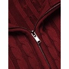 image:imageCOOFANDY Mens Full Zip Cardigan Sweater Slim Fit Cable Knitted Zip Up Sweater with PocketsWine Red