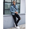 image:imageCOOFANDY Mens Hooded Sweatshirt Casual Long Sleeve Drawstring Waffle Knit Pullover HoodiesBlue Gery