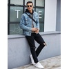 image:imageCOOFANDY Mens Hooded Sweatshirt Casual Long Sleeve Drawstring Waffle Knit Pullover HoodiesPat 2light Graynave Blue