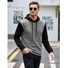 image:imageCOOFANDY Mens Hooded Sweatshirt Casual Long Sleeve Drawstring Waffle Knit Pullover HoodiesPat 5light Grayblack