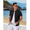 image:imageCOOFANDY Mens Knit Button Down Shirt 2025 Vintage Short Sleeve Polo Shirt Casual Beach TopsBlack