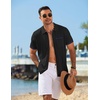 image:imageCOOFANDY Mens Knit Button Down Shirt 2025 Vintage Short Sleeve Polo Shirt Casual Beach TopsBlack