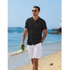 image:imageCOOFANDY Mens Knit Button Down Shirt 2025 Vintage Short Sleeve Polo Shirt Casual Beach TopsBlack