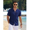 image:imageCOOFANDY Mens Knit Button Down Shirt 2025 Vintage Short Sleeve Polo Shirt Casual Beach TopsBlue