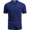 image:imageCOOFANDY Mens Knit Button Down Shirt 2025 Vintage Short Sleeve Polo Shirt Casual Beach TopsBlue