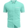 image:imageCOOFANDY Mens Knit Button Down Shirt 2025 Vintage Short Sleeve Polo Shirt Casual Beach TopsCeramic Green