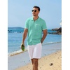 image:imageCOOFANDY Mens Knit Button Down Shirt 2025 Vintage Short Sleeve Polo Shirt Casual Beach TopsCeramic Green