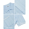 image:imageCOOFANDY Mens Knit Button Down Shirt 2025 Vintage Short Sleeve Polo Shirt Casual Beach TopsClear Blue