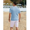 image:imageCOOFANDY Mens Knit Button Down Shirt 2025 Vintage Short Sleeve Polo Shirt Casual Beach TopsClear Blue