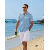 image:imageCOOFANDY Mens Knit Button Down Shirt 2025 Vintage Short Sleeve Polo Shirt Casual Beach TopsClear Blue
