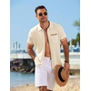 image:imageCOOFANDY Mens Knit Button Down Shirt 2025 Vintage Short Sleeve Polo Shirt Casual Beach TopsCream