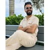 image:imageCOOFANDY Mens Knit Button Down Shirt 2025 Vintage Short Sleeve Polo Shirt Casual Beach TopsCream