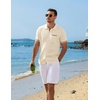 image:imageCOOFANDY Mens Knit Button Down Shirt 2025 Vintage Short Sleeve Polo Shirt Casual Beach TopsCream