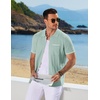 image:imageCOOFANDY Mens Knit Button Down Shirt 2025 Vintage Short Sleeve Polo Shirt Casual Beach TopsIce Green