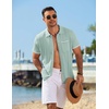 image:imageCOOFANDY Mens Knit Button Down Shirt 2025 Vintage Short Sleeve Polo Shirt Casual Beach TopsIce Green