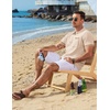 image:imageCOOFANDY Mens Knit Button Down Shirt 2025 Vintage Short Sleeve Polo Shirt Casual Beach TopsLight Brown