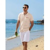 image:imageCOOFANDY Mens Knit Button Down Shirt 2025 Vintage Short Sleeve Polo Shirt Casual Beach TopsLight Brown