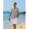 image:imageCOOFANDY Mens Knit Button Down Shirt 2025 Vintage Short Sleeve Polo Shirt Casual Beach TopsLight Gray