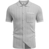 image:imageCOOFANDY Mens Knit Button Down Shirt 2025 Vintage Short Sleeve Polo Shirt Casual Beach TopsLight Gray