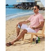 image:imageCOOFANDY Mens Knit Button Down Shirt 2025 Vintage Short Sleeve Polo Shirt Casual Beach TopsLight Pink