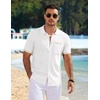 image:imageCOOFANDY Mens Knit Button Down Shirt 2025 Vintage Short Sleeve Polo Shirt Casual Beach TopsWhite