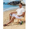 image:imageCOOFANDY Mens Knit Button Down Shirt 2025 Vintage Short Sleeve Polo Shirt Casual Beach TopsWhite